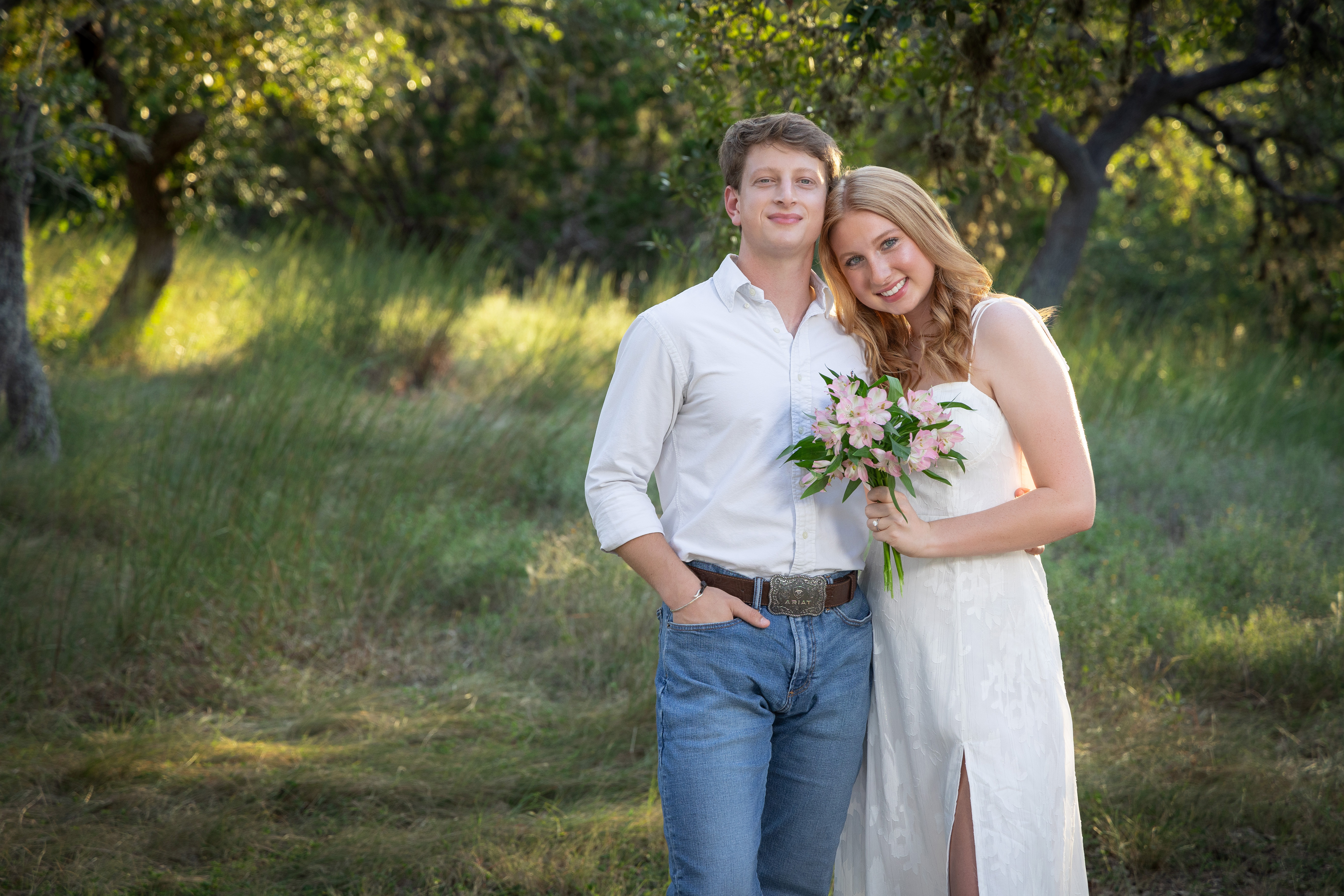 Engagement portrait photography session at golden hour